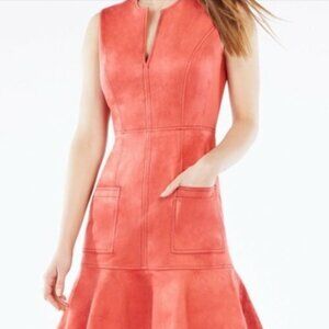 Red Suede Casual Dress Sz 4 BCBGMAXAZRIA – Excellent Pre‑Owned